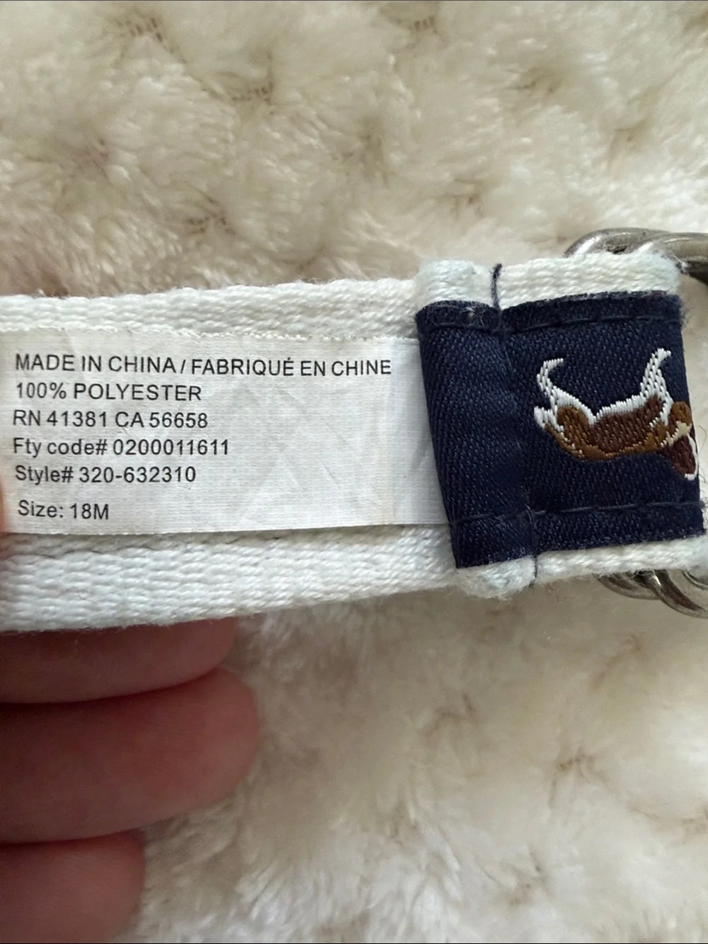 Ralph Lauren Navy Ribbon Belt with Dog & RL Motif - 18 month old size